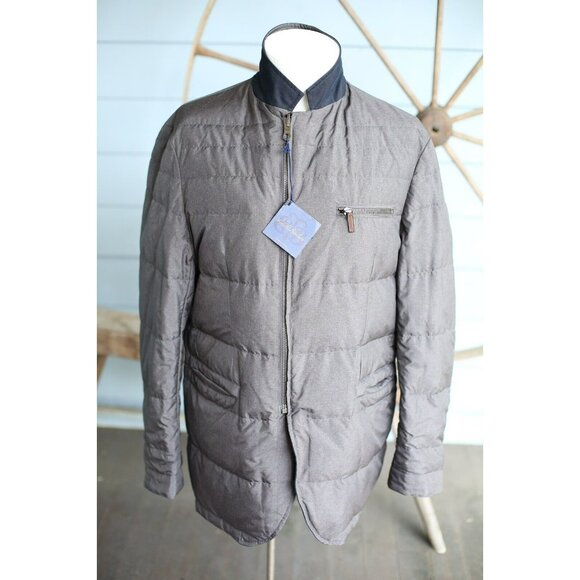 Brooks Brothers Golden Fleece Reversible Down Jacket Coat Navy/Grey sz L $995 - Picture 7 of 9